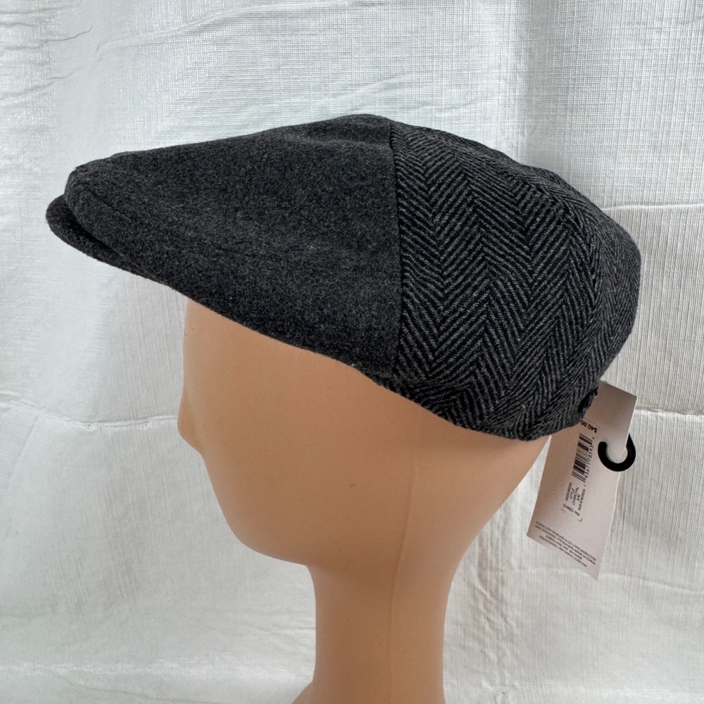 NWT Dockers Mens Newsboy Charcoal Gray Herringbone Ivy Flat Cap Hat S/M - Picture 1 of 8
